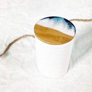 Ocean Wave Medium White Ceramic Canister / container decorative